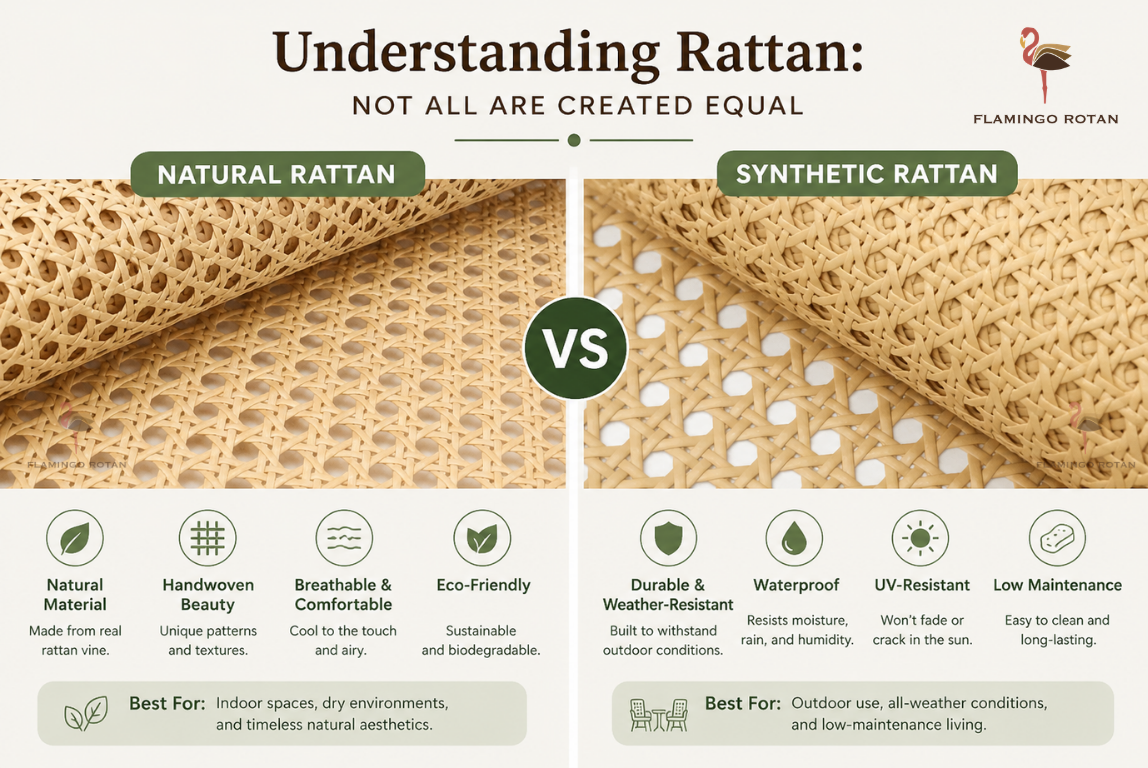 natural vs synthetic rattan comparison