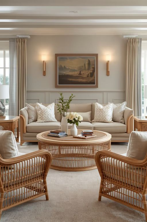 Interior Lighting: The One Lighting Rule Every Designer Swears By in a luxury living room with Indonesian rattan furniture