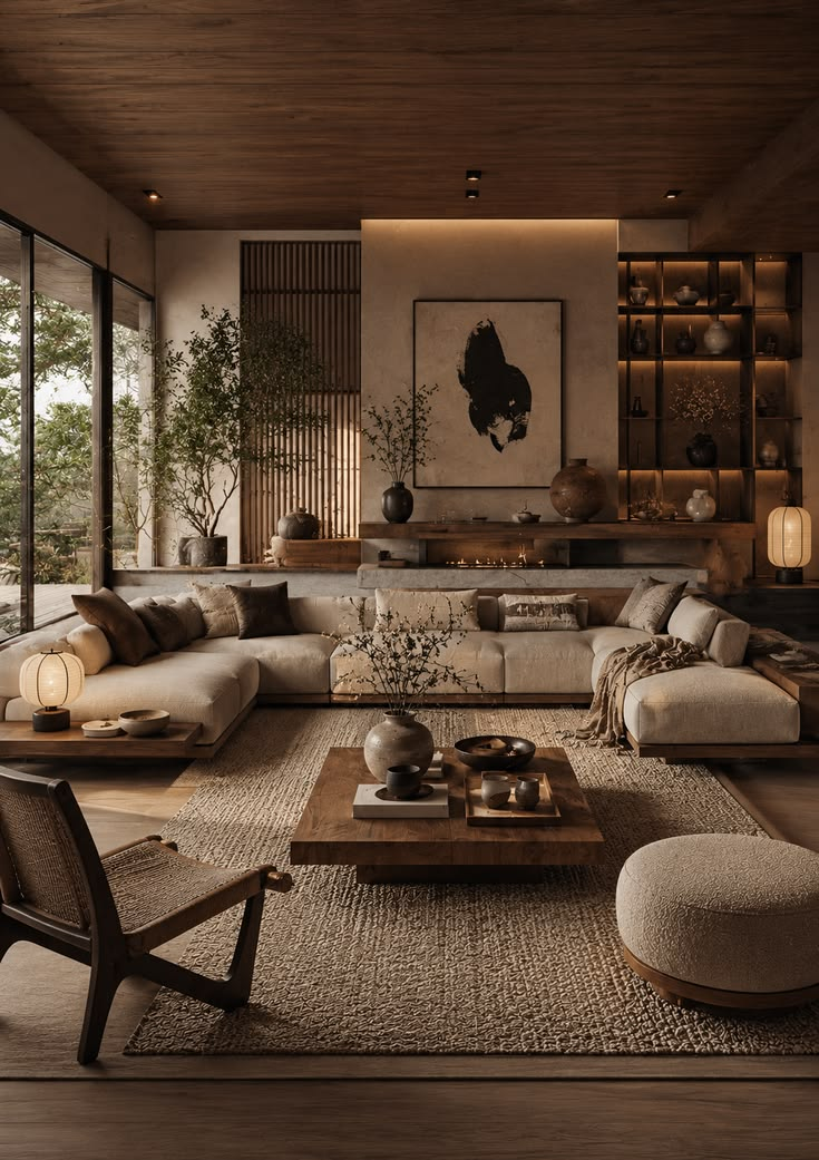 Color Psychology in a modern living room featuring handcrafted rattan furniture.
